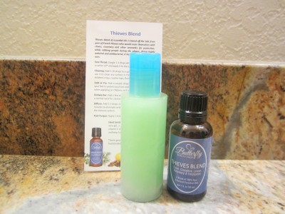 DIY Hand Sanitizer with Theives Blend.