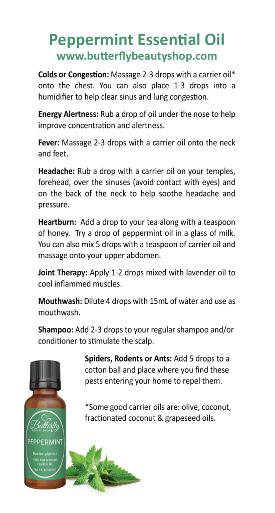 Peppermint Oil Tips and Uses Sheet